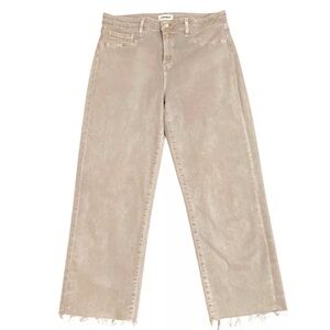 L’AGENCE Wanda Crop High Rise Wide Leg Coated Denim Jeans Birch Tan Sz 30 NWOT